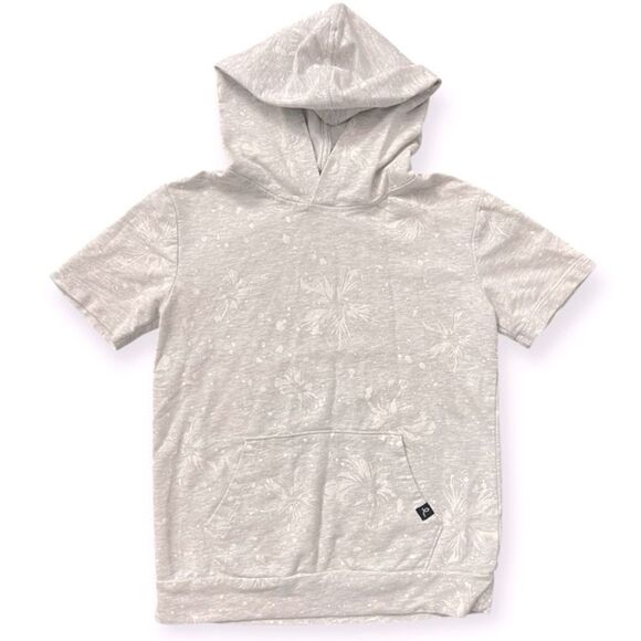 Art Class Kid’s Gray White Floral Pullover Hooded Short Sleeve Sweatshirt 6/7 - Picture 1 of 12